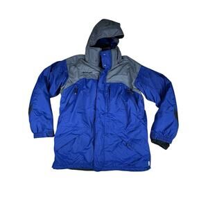Columbia Core Interchange Nylon Jacket Medium Blue Full Zip Fleece Lined 2 Parts